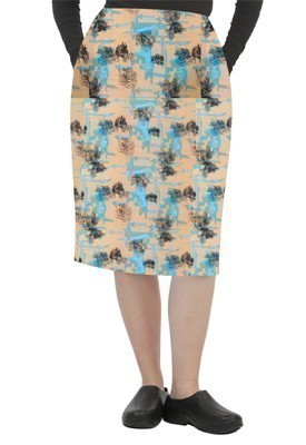 Cargo pockets ladies skirt in Turquoise and Black Obstract art
