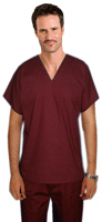 Poplin Top v neck 1 pocket reversible solid top half sleeve unisex in 65% polyester, 35% cotton fabric