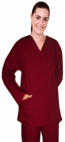 Microfiber Top v neck 2 pocket solid full sleeve ladies