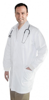 Twill labcoat unisex full sleeve with snap buttons 3 pocket solid with RIB on sleeves (65 perc cotton 35 perc polyester)