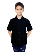 Kids Shirt 1 Pocket Half Sleeves with Plastic Buttons