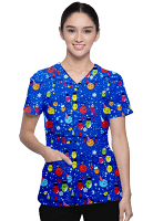 Happy Lights Printed Scrub Set 4 Pockets Ladies Half Sleeves (2 Pockets Top and 2 Pockets Pant) 