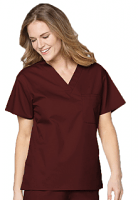 Stretchable Top v neck 1 pocket solid ladies half sleeve in 35% Cotton 60% Polyester 5% Spandex
