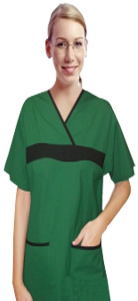 Set 5 pocket ladies half sleeve fashion contrast with matching bottom (top 2 pkt with bottom 3 pkt) in 65% Polyester 35% Cotton