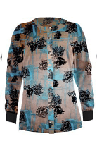 Jacket 2 pocket printed unisex full sleeve in Turquoise and Black Obstract art print with rib