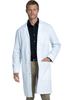 Microfiber lab coat unisex full sleeve with plastic buttons 3 pocket solid (100 perc polyester fabric) Size L Color Crimson Red 