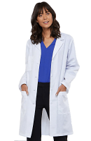 Microfiber labcoat ladies full sleeve with plastic buttons 3 pockets solid pleated in 36 38 40 42 lengths (100% Polyester)