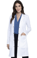 Microfiber labcoat ladies full sleeve with snap buttons 3 pockets solid pleated (100% polyester) in 36 38 40 42  lengths
