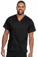 Microfiber Stretch Top v neck 2 pocket half sleeve unisex in 97% Polyester 3% Spandex