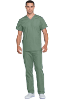 Microfiber Stretch Scrub Set 3 Pockets Normal Unisex Solid Half Sleeves (2 pocket top 1 pocket pant) in (97% POLYESTER, 3% SPANDEX)
