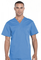 Stretchable Top v neck 1 pocket solid half sleeve unisex in 35% Cotton 63% Polyester 2% Spandex