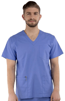 Poplin Top v neck 3 pocket half sleeve unisex with 1 pencil pocket in 65% polyester, 35% cotton fabric