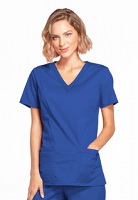 Clearance Top v neck 2 pocket solid half sleeve ladies Size L