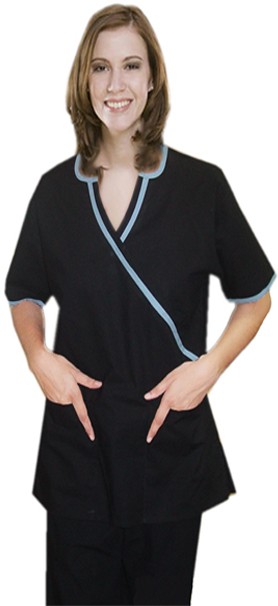 Inset v-neck 4 pocket set half sleeve (top 2 pocket with bottom 2 pocket boot cut) in 65% Polyester 35% Cotton