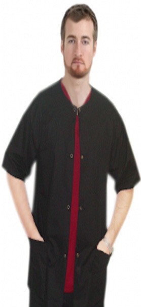 Microfiber Front open 3 pocket unisex solid half sleeve top with snap buttons