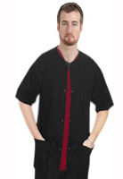 Microfiber Stretch Front open 3 pocket unisex solid half sleeve top with snap buttons in 97% Polyester 3% Spandex