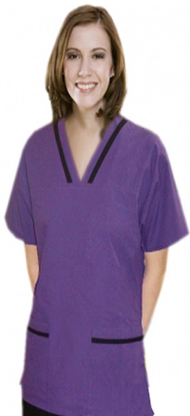 Contrast bias v-neck tunic style 2 pocket top half sleeve