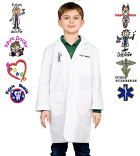 FREE DIGITAL PRINTED LOGO AND KIDS NAME LABCOAT with  3 pocket full sleeve  in poplin fabric with Plastic Buttons