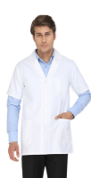 Poplin Unisex Lab Coat Half Sleeve, Covered Snap Buttons, 3 Pockets for Food Processing Industry (65% Polyester, 35% Cotton)