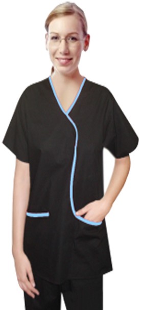 Set 5 pocket ladies contrast piping l style solid top half sleeve (top 2pkt with bottom 3pkt) in 65% Polyester 35% Cotton