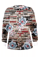 Jacket 2 pocket printed unisex full sleeve in Flower and Shapes Print with rib