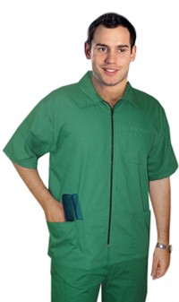 Barber set with collar 5 pockets half sleeve (jacket 3 pocket with Zip and bottom 2 pocket unisex ) poplin fabric