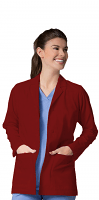 Stretch labcoat unisex full sleeve with plastic buttons 3 pocket solid (35% Cotton, 63% Polyester, 2% Spandex) in 36" 38" 40" 42"  lengths 