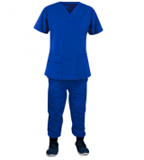 Poplin Jogger Scrub Set 4 pocket solid unisex half sleeve (Top 2 Pockets and Jogger Pant 1 Cargo Pocket, 1 Back Pocket) in (65% Polyester, 35% Cotton fabric)
