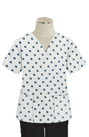 Printed scrub set 4 pocket ladies half sleeve Green Square print (2 pocket top and 2 pocket pant)