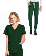 poplin Ladies Jogger Scrub Set 4 Pockets Half Sleeves, Top 2 Lower Pockets and 2 Side Pockets Jogger Pant with Full Elastic Waistband and Drawstring (Twill White) Both  in (65% Polyester, 35% Cotton fabric)