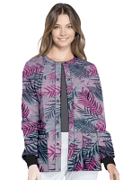 Pink leaves printed Jacket 2 Pockets Unisex Full Sleeve With Rib