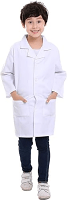 Clearance  Children's / Kids Labcoat 3 Pocket Full Sleeve in Twill Fabric with Plastic Button ( Color White Size 14 Years)