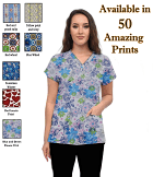 Printed Scrub Set Ladies 4 Pockets Half Sleeves (2 Pockets Top and 2 Pockets Pant)  