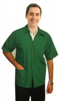 Microfiber Barber jacket with collar 3 pockets unisex half sleeve with snap buttons 100% Polyester fabric