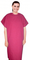 New Microfiber patient gown back open half sleeve with matching piping ,tie-able OR Velcro(+0.5) Sizes XS-9X (100% Polyester)