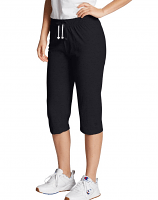 Microfiber fabric capri ladies without pocket elasticated twill drawstring (white) inseam (100% Polyester) is 23 inches