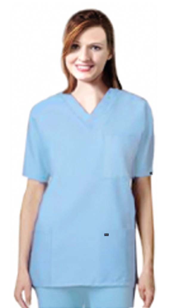 Microfiber Scrub set 9 pocket unisex solid half sleeve (3 pocket top 6 pocket pant half elastic with drawstring) (100% POLYESTER) 