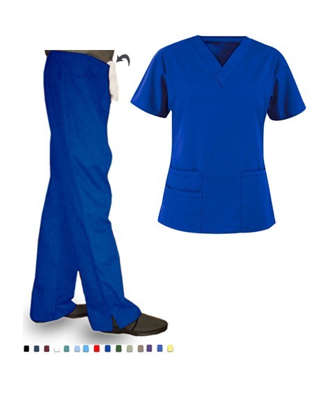 Microfiber Bravo solid set 6 pocket half sleeve (top 3 pocket with 1 pencil pocket bravo with bottom 2 pocket bootcut) (100% POLYESTER) 