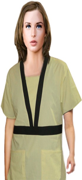 Microfiber Stretch empire waist contrast trim 4 pocket set half sleeve with matching bottom (top 2 pkt with bottom 2 pkt boot cut) in 97% Polyester 3% Spandex