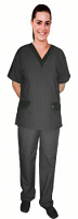 Microfiber Stretch A_ set v-neck with contrast v with flap at pockets half sleeve (top 2pkt with pant 2 pkt bootcut)