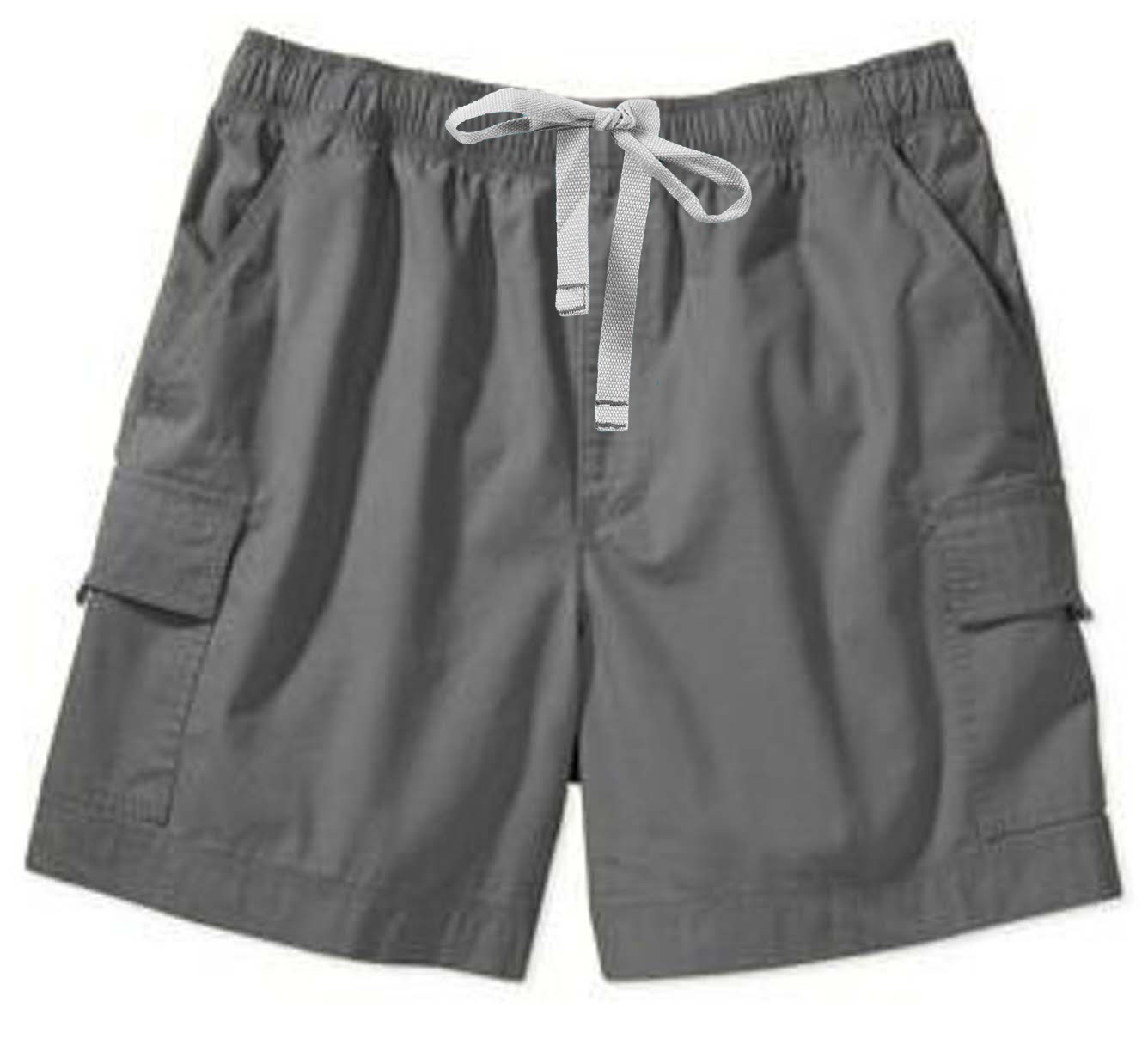 Microfiber Stretch fabric cargo shorts full elastic waistband 2 side pocket 2 cargo pocket with flap 1 back patch pocket elasticated twill drawstring (white) (inseam is 5 inches) (97% Polyester,3% Spandex)
