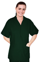 Microfiber Top collar style ladies 2 pocket top half sleeve front open snap buttons style (100% POLYESTER) 