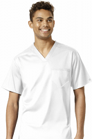 Microfiber Top v neck 1 pocket unisex reversible solid top half sleeve