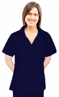 Microfiber Top v-neck collar style ladies 2 pocket top half sleeve (100% POLYESTER) 