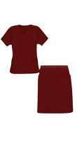 Stretchable Scrub skirt set 4 pocket ladies half sleeves (2 pocket top 2 pocket skirt) in 35% Cotton 60% Polyester 5% Spandex