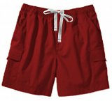Microfiber fabric cargo shorts full elastic waistband 2 side pocket 2 cargo pocket with flap 1 back patch pocket elasticated twill drawstring (white) (inseam is 5 inches)  (100% Polyester)