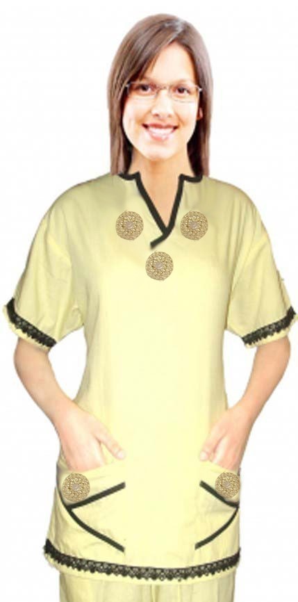 Stretchable Stylish set new bunch flower yneck style set (top 2 pocket with bottom 3 pocket) in 35% Cotton 60% Polyester 5% Spandex