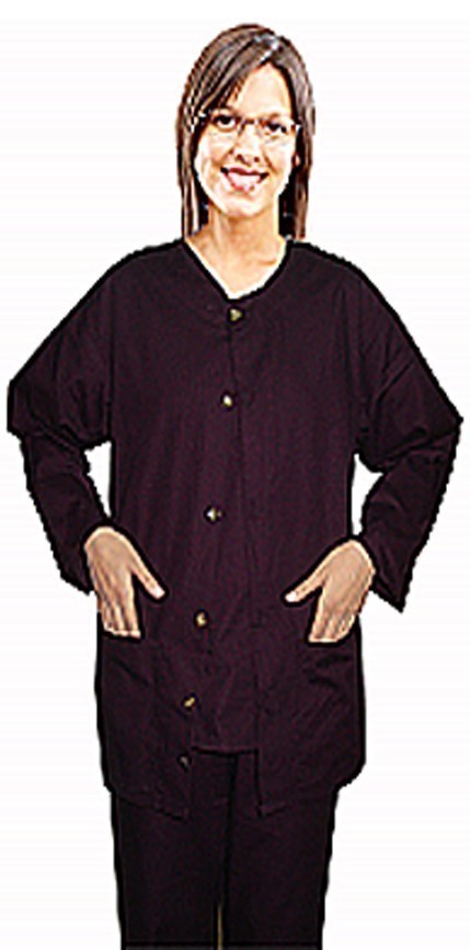 Stretchable Scrub Jacket 2 pocket solid unisex full sleeve without rib in 35% Cotton 60% Polyester 5% Spandex