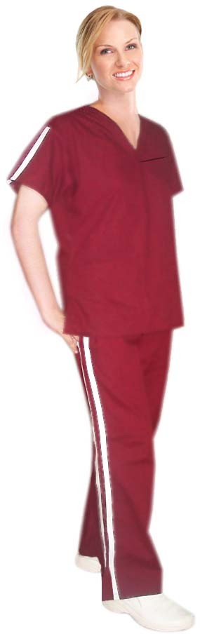 Stretchable Double vertical style trim ladies 4 pocket set half sleeve ( 3 pocket top 1 pocket bottom)  in 35% Cotton 60% Polyester 5% Spandex