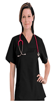 Stretchable Scrub set 1 pocket normal unisex solid half sleeve (top without pocket and bottom with 1 back pocket) in35% Cotton 60% Polyester 5% Spandex